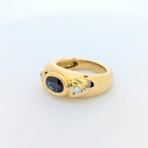 Bague Bague Jonc Or jaune Diamants Saphir 58 Facettes 27201