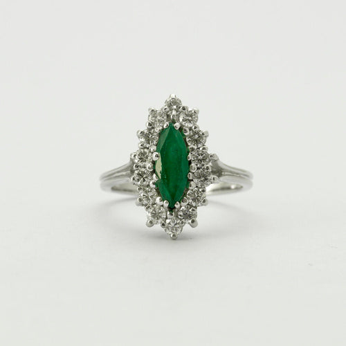 Bague 50 Bague Marquise Or Emeraude Diamants 58 Facettes