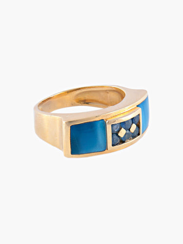 Bague Bague Or Jaune Email saphirs 58 Facettes