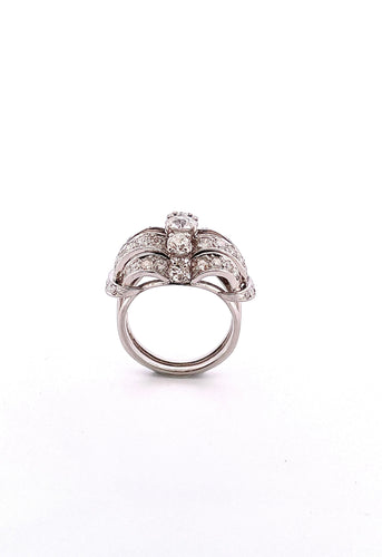 Bague 55 Bague Art Déco platine et diamants 58 Facettes