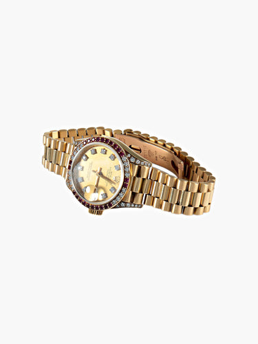 Montre Montre Rolex Président or jaune, diamants et rubis 58 Facettes