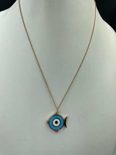 Pendentif Pendentif œil diamants émail 58 Facettes