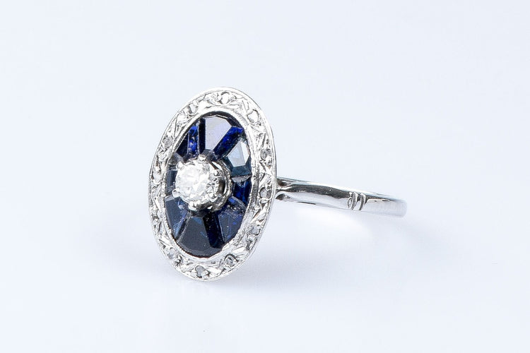 Bague Bague diamant saphir or blanc 58 Facettes BG250736-18