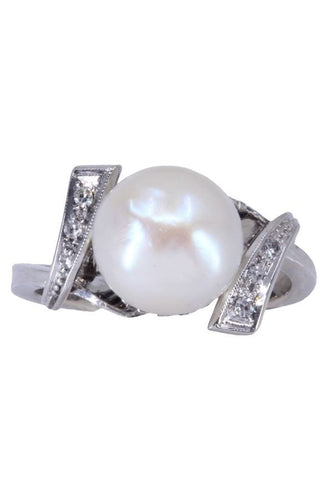 Bague BAGUE PERLE ET DIAMANTS 58 Facettes 076141