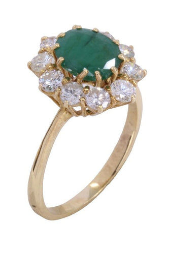 Bague 54 BAGUE POMPADOUR ÉMERAUDE DIAMANTS 58 Facettes 075701