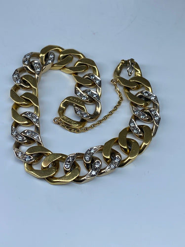 Bracelet Bracelet CARTIER en or jaune maillons gourmette sertis de diamants 58 Facettes