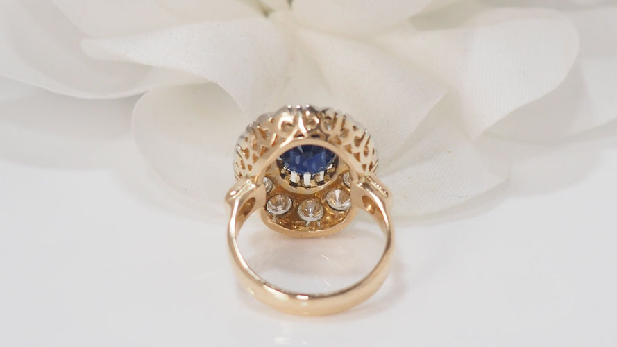 Bague 47.5 Bague Pompadour Or jaune Saphir Diamants 58 Facettes 32191