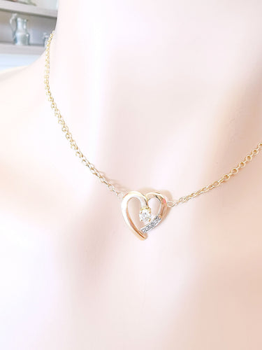 Collier Collier Coeur Diamant central 0,20 ct Or Jaune 58 Facettes AA 1498