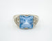 Bague 48 Bague Or blanc Aigue-marine Diamants 58 Facettes