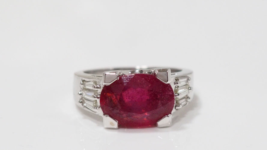 Bague 55.5 Bague en Or Blanc Rubis & Diamants 58 Facettes 31317