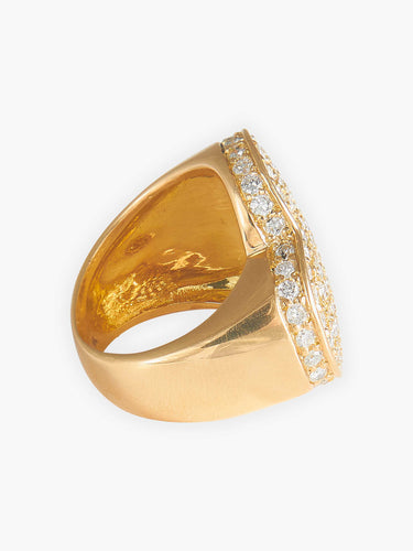 Bague 51 Bague Chevalière Coeur Diamants 58 Facettes