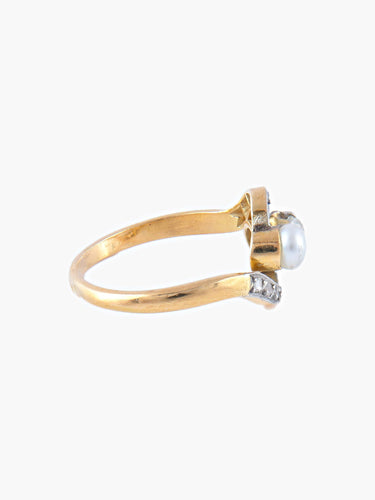 Bague Bague Toi & Moi Or Platine Diamant Perle Fine 58 Facettes