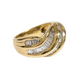 Bague 54 Bague ondulée, diamants baguette 58 Facettes 1-1324/1
