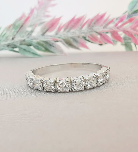 Bague Bague Demi Alliance Diamants 0,70 ct Or Blanc 58 Facettes AA 1473