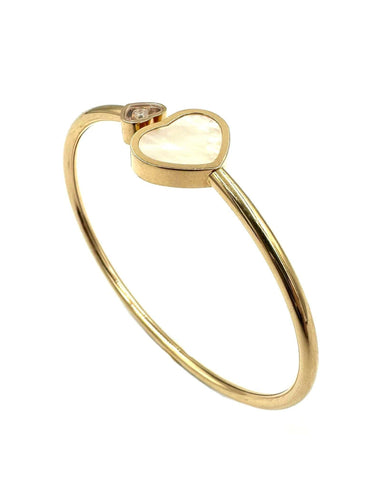 Bracelet CHOPARD. Collection "Happy Hearts", bracelet or rose 18K, nacre et diamant 58 Facettes