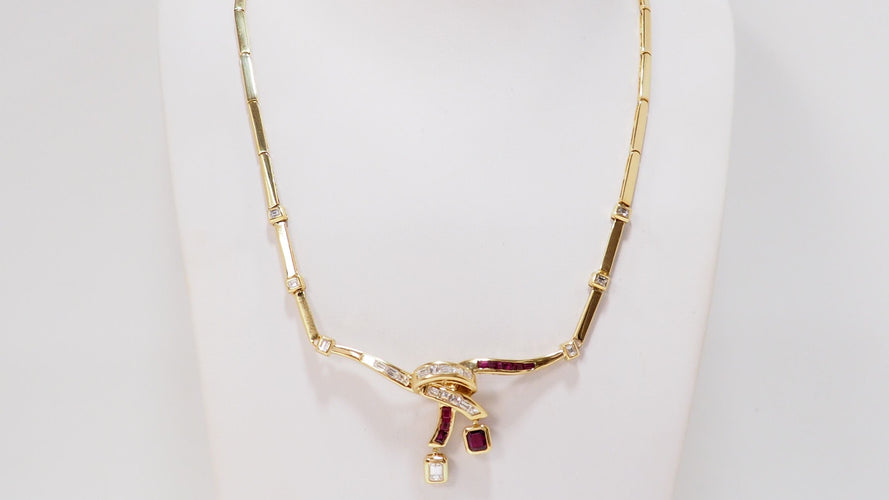 Collier Collier vintage diamants et rubis 58 Facettes 32278