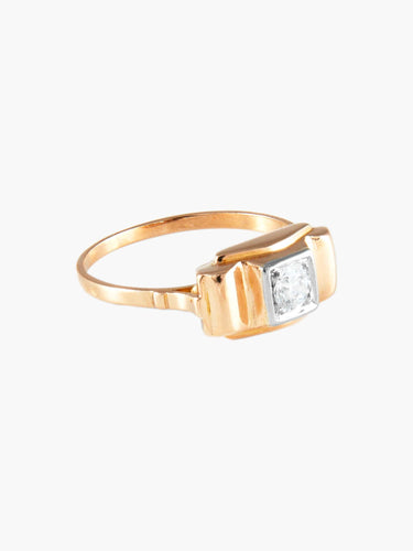 Bague 56 Bague Tank Or et Platine 58 Facettes
