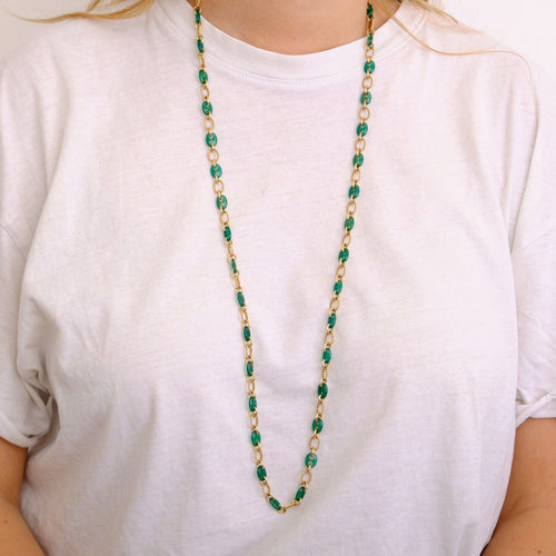 Collier BOUCHERON - Sautoir Chrysoprase et or jaune 58 Facettes