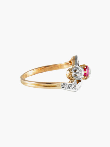 Bague Bague ancienne trilogie rubis diamants 58 Facettes