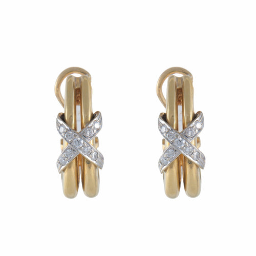 Boucles d'oreilles Demi-créoles Or jaune Diamants 58 Facettes