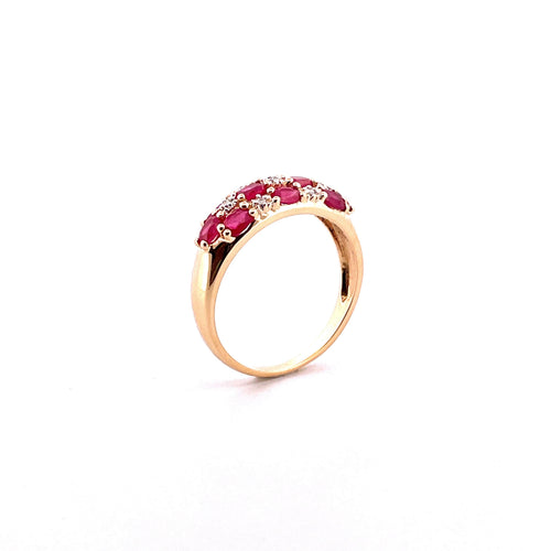 Bague Bague en Or jaune rubis & diamants 58 Facettes
