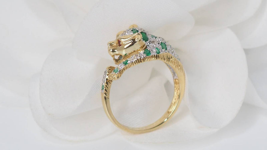 Bague 53.5 Bague Panthère émeraudes et diamants 58 Facettes 31862