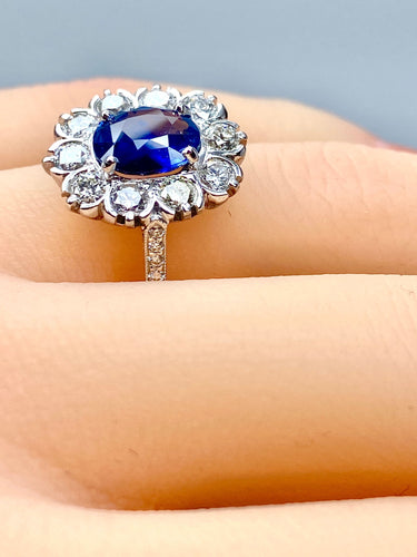 Bague 52 Bague marguerite Saphir Diamants 58 Facettes AB201