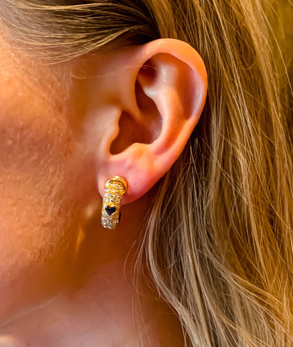 Clip Boucles d'oreilles Clips Saphirs Diamants 58 Facettes