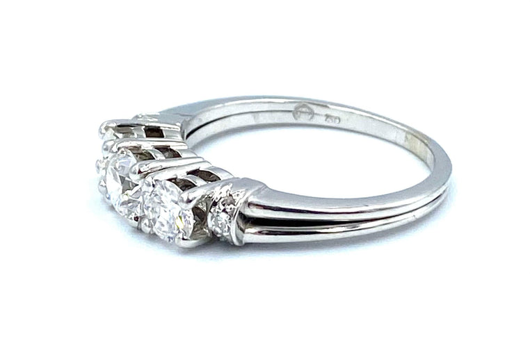 Bague Bague trilogie or blanc 18k et diamants 58 Facettes