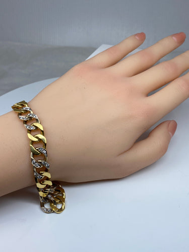 Bracelet Bracelet CARTIER en or jaune maillons gourmette sertis de diamants 58 Facettes