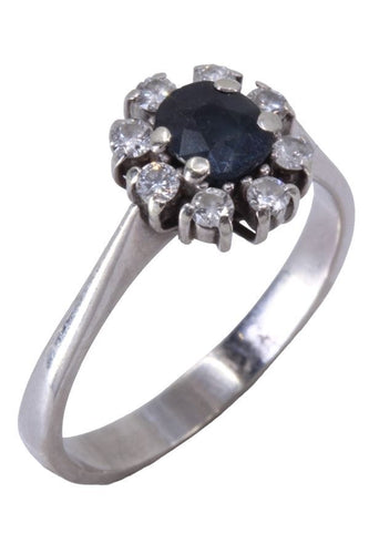 Bague 61 BAGUE MARGUERITE SAPHIR ET DIAMANTS 58 Facettes 073511
