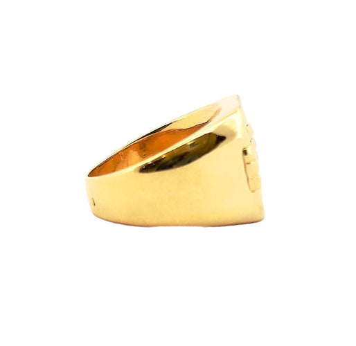 Bague 58 Chevalière vintage or massif 18 carats et diamants 58 Facettes