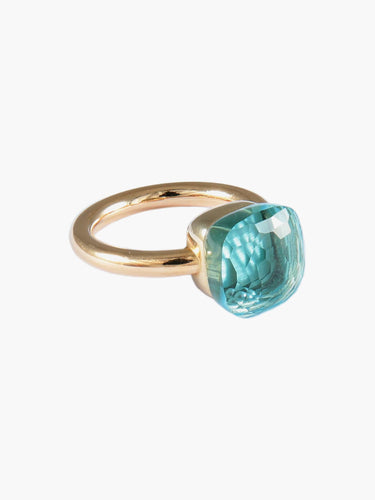 Bague 49 Pomellato – Bague Modèle « Nudo » Classic Topaze Bleue et Or Rose 58 Facettes