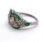 Bague Bague style Art Déco Platine Diamants et Emeraudes. 58 Facettes