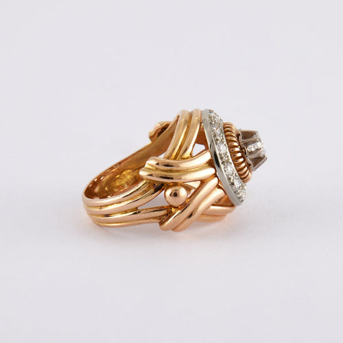 Bague 49 Bague 2 ors Diamants motif godronné tressé 58 Facettes JB22