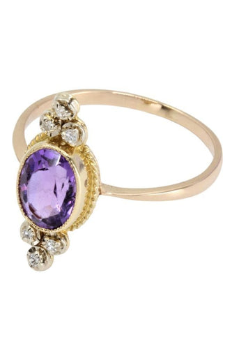 Bague BAGUE ANCIENNE AMÉTHYSTE ET DIAMANTS 58 Facettes 048771