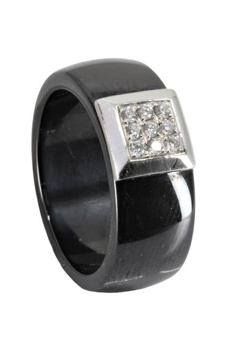 Bague BAGUE MODERNE CÉRAMIQUE ET DIAMANTS 58 Facettes 051981