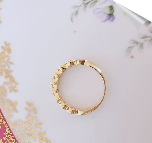 Bague 58.5 Demi-Alliance Diamants 0,90 ct Or Jaune 58 Facettes AA 1517