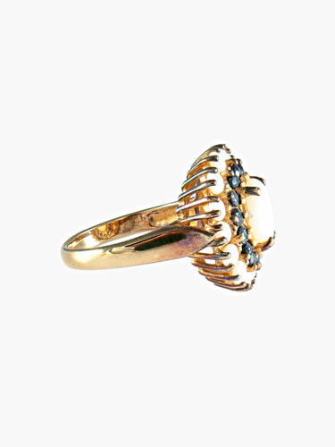 Bague 52 Bague fleur Opale et Onyx 58 Facettes