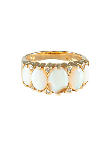 Bague 51 Bague Jarretière Opales Diamants 58 Facettes