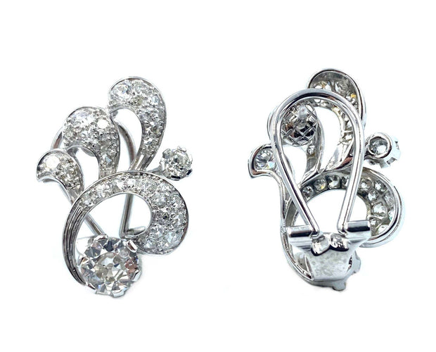 Boucles d'oreilles Clips d’oreilles Art Déco diamants 58 Facettes