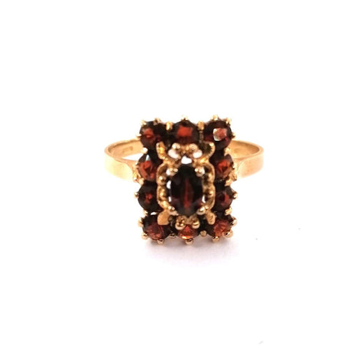 Bague 54 Bague vintage or jaune grenats 58 Facettes 3714