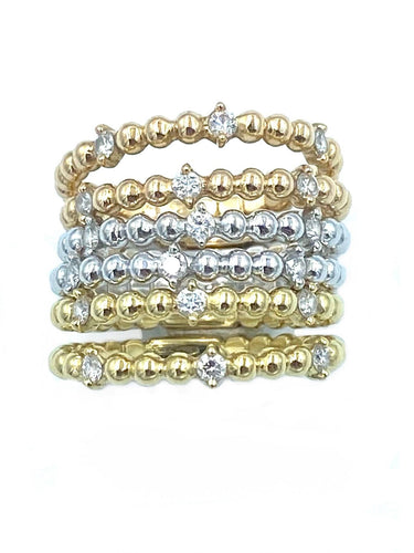 Bague Série de 6 bagues 3 ors et diamants 58 Facettes