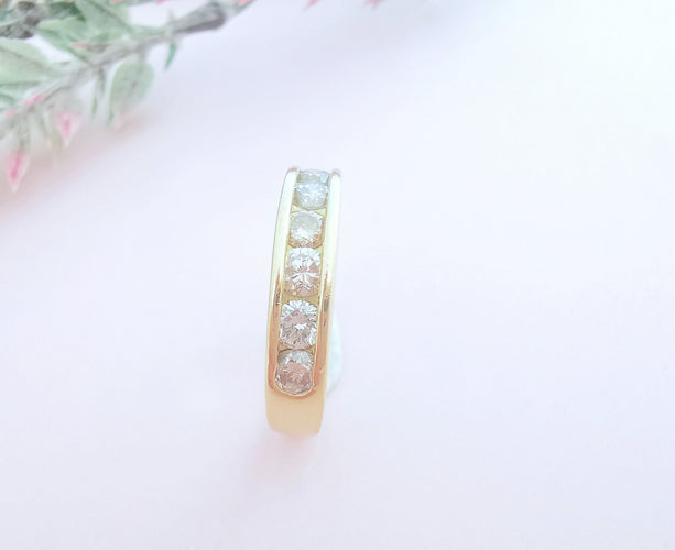 Bague 54 Demi Alliance Diamants 0,70 carat Or Jaune 58 Facettes AA 1612