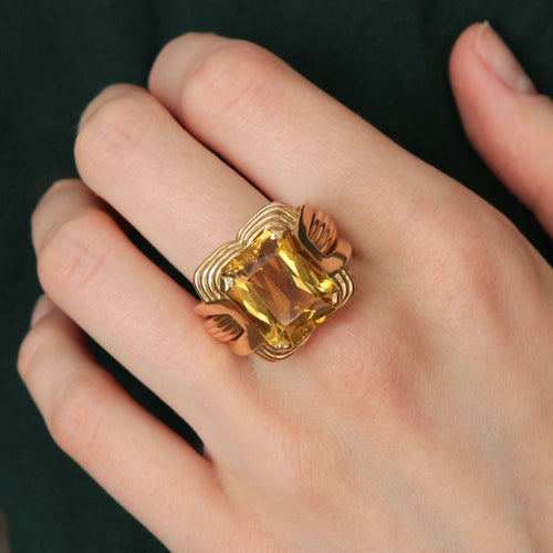 Bague 61 Bague Art Déco en or jaune et Citrine 58 Facettes P3L1