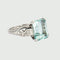 Bague 54 Bague design ART DÉCO des années 1920-30 en or 18 kt avec diamants et aigue-marine 58 Facettes A2491 (602)