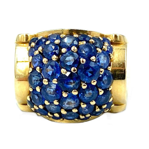 Bague GÜBELIN. Bague Tank or jaune et saphirs 58 Facettes