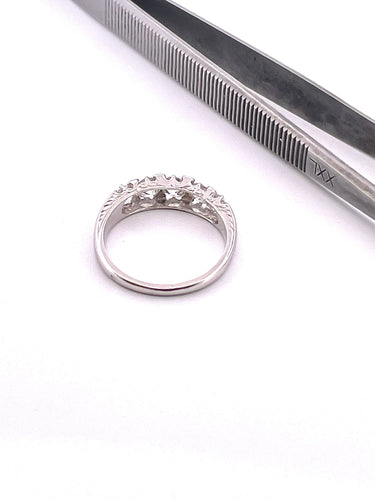 Bague Alliance ancienne en Or blanc & diamants 58 Facettes