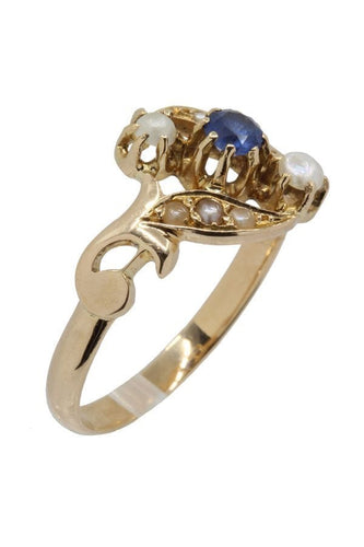 Bague 58 BAGUE NAPOLÉON III SAPHIR ET PERLES 58 Facettes 038651