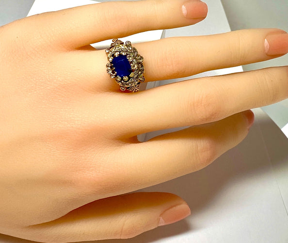 Bague 51 Bague saphir non chauffé  diamants Epoque 19ème siècle. 58 Facettes AB271